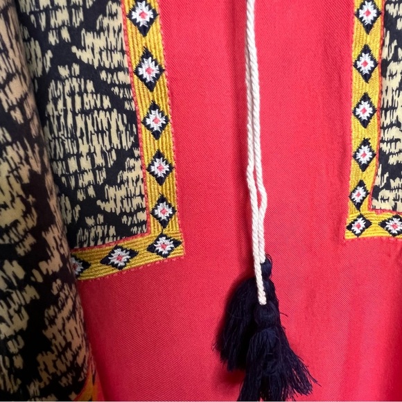 THML Anthropologie Bohemian Embroidered Halter Dress With Tassels Size Medium - Picture 4 of 15